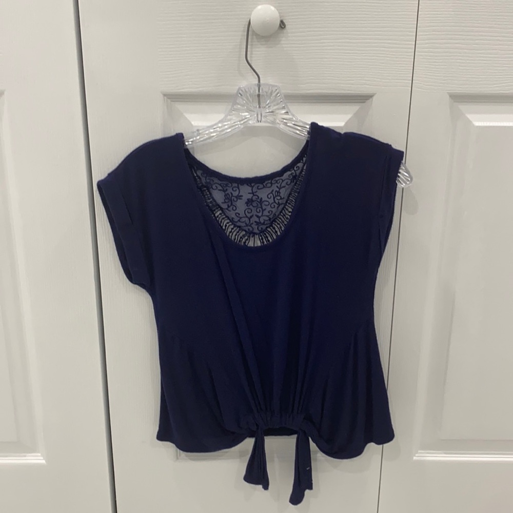 top with pretty design on back and bow in front